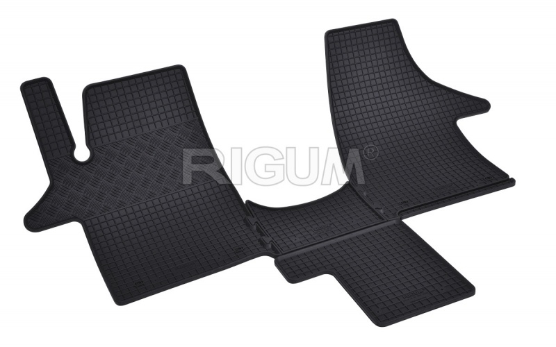 Rubber mats suitable for VW T5 Transporter/Caravelle/Multivan 2 seats 2003- + TUNEL